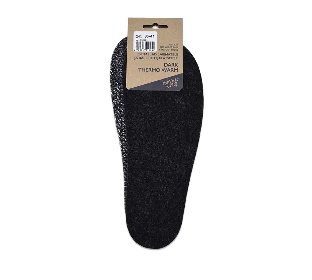 Dark thermo warm insoles for wider and barefoot shoes - MyMara