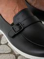 Moccasins Amadeus - Men's Leather Moccasins with Metal Buckle - MyMara