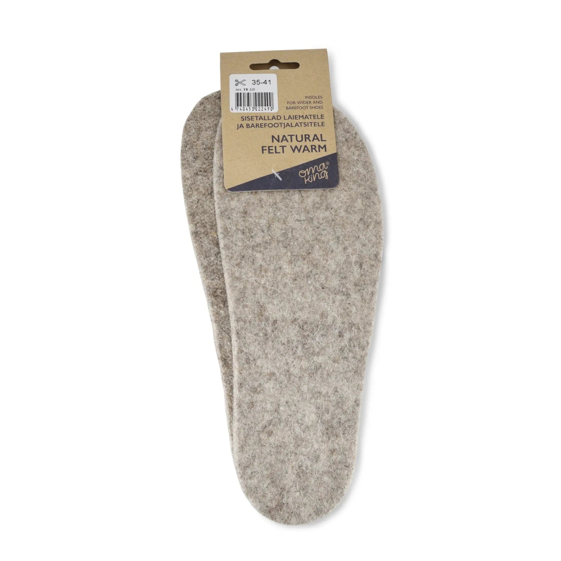 Natural felt warm insoles for wider and barefoot shoes - MyMara
