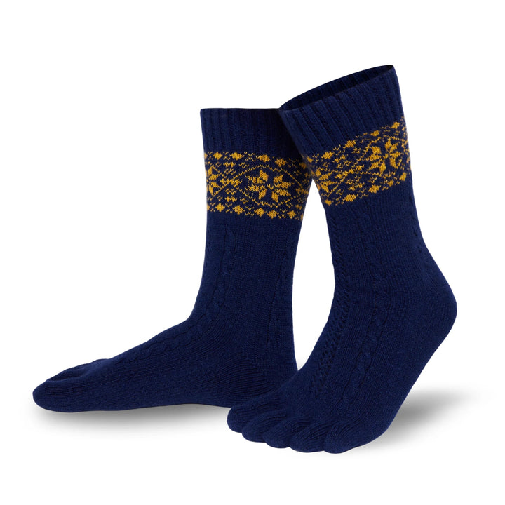 Naturals Merino and Cachemere Extra - Warm Winter Toe Socks with Slowflakes - MyMara