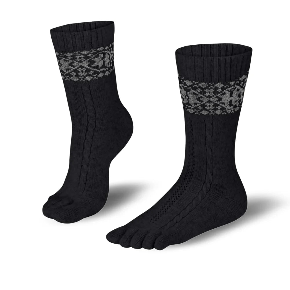 Naturals Merino and Cachemere Extra - Warm Winter Toe Socks with Slowflakes - MyMara